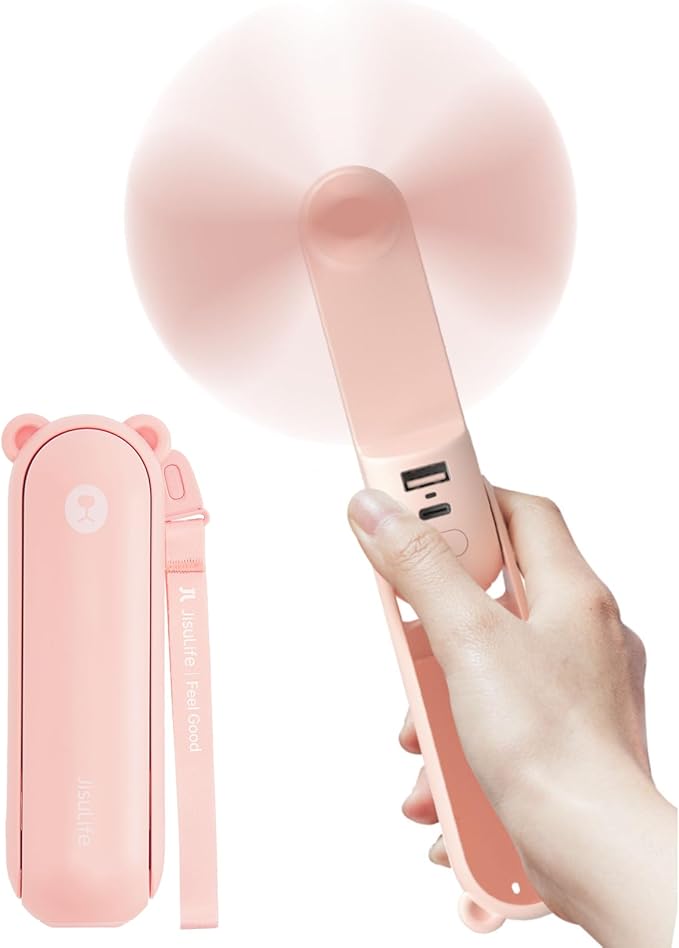 JISULIFE Handheld Fan 8 Plus: 40H Cooling & 4500mAh PowerBank & Flashlight