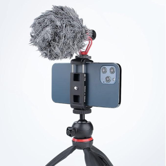 ARNARKOK Power Bank Clamp Phone Tripod Mount w 1/4" Screw Cold Shoe Mount