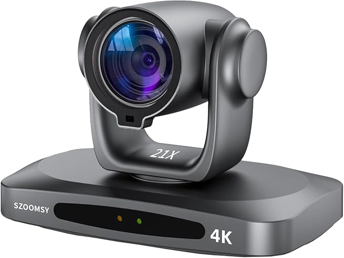 SZOOMSY 4K NDI Camera with AI Auto Tracking 21X Optical Zoom HDMI/SDI/USB 3.0/PoE/IP PTZ Camera 4K for Church Worship, Live Events, Video Conferencing (OBS, vMix, Zoom, Teams)