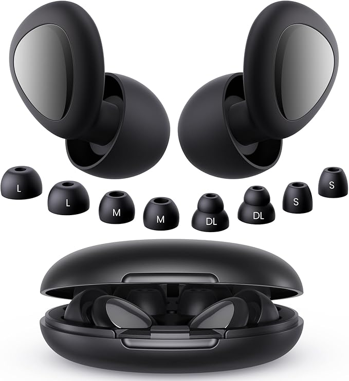 Ear Plugs for Sleeping Noise Cancelling, Reusable Silicone Ear Plugs for Noise Reduction with 8 Ear Tips, One Size)