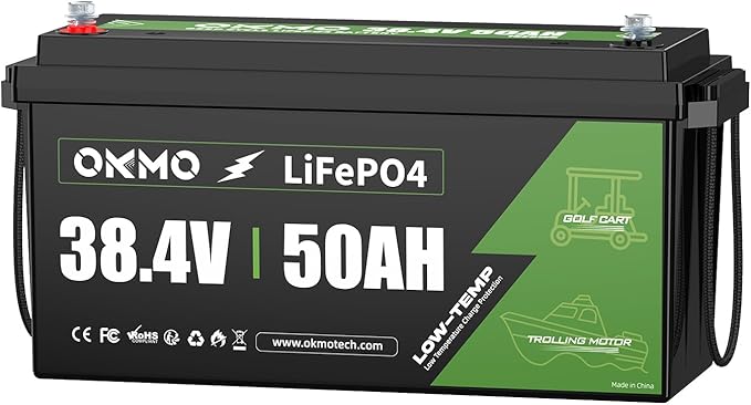 OKMO 12V 15Ah LiFePO4 Lithium Battery 12.8V, 15000+ Deep Cycles rechargeable for Lighting, Kayak Fish Finder, Radio, Backup Power and More