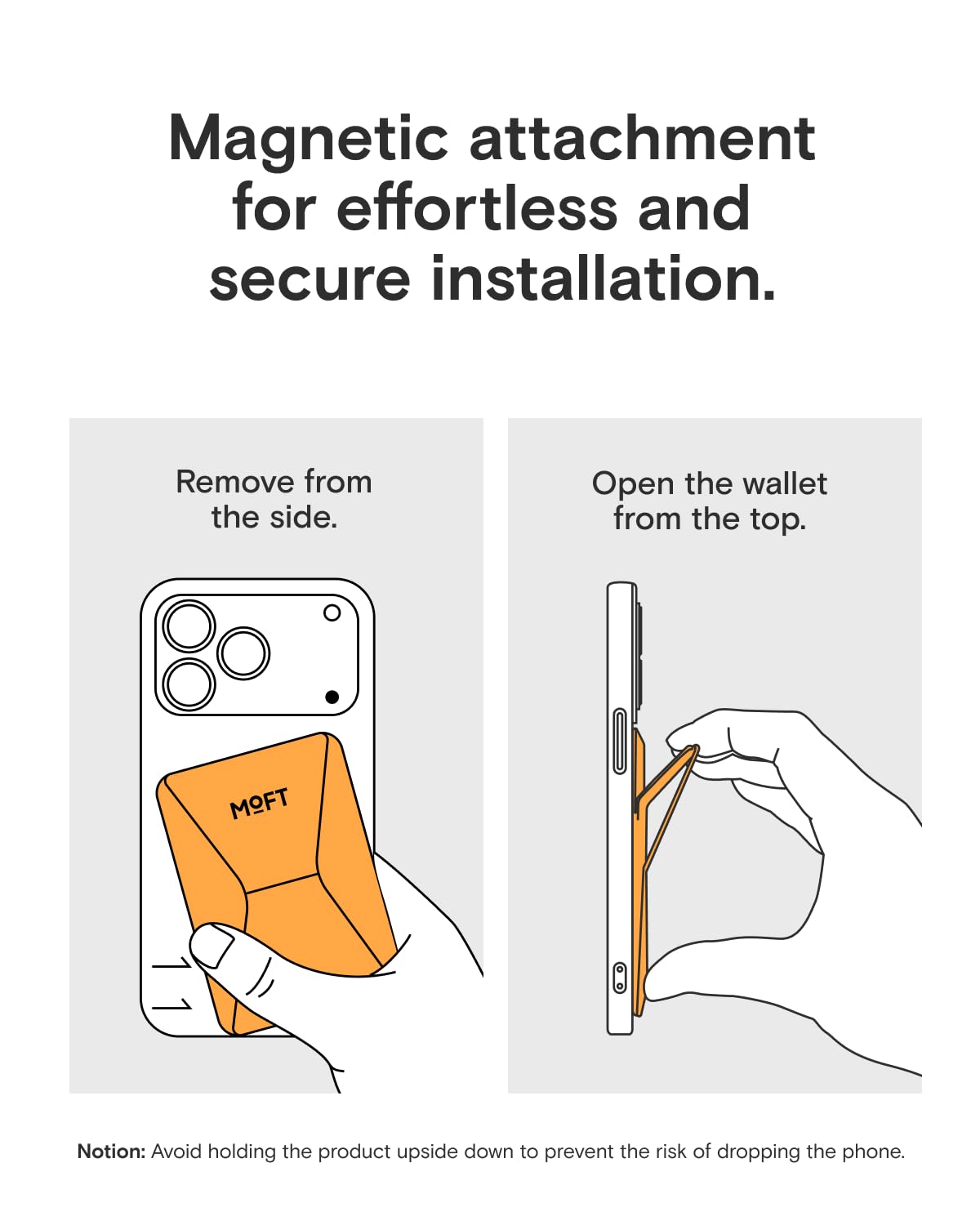MOFT Magnetic Wallet Stand Compatible with iPhone 17/16/15/14/13/12 Series, Angle Adjustment & Magsafe Compatible MOVAS Phone Stand,Orange