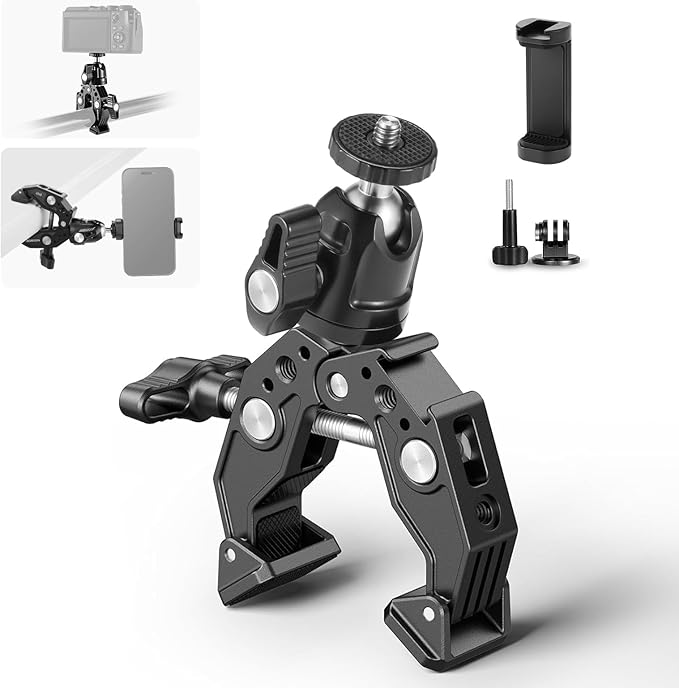 NEEWER Super Clamp with 3" Dual Ballhead Magic Arm, Ball Head Adapter
