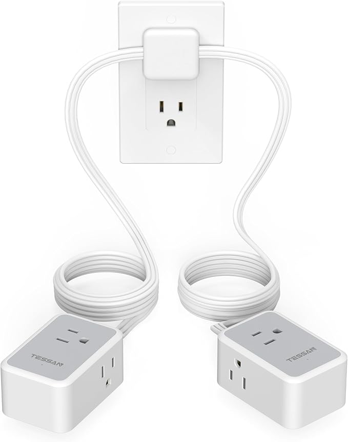 TESSAN Small Flat Plug Power Strip, Ultra Thin Extension Cord 5 ft