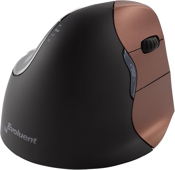 Evoluent – Inventor of the Vertical Mouse – VM4RW Ergonomic Vertical Mouse Right Hand Regular Size Wireless USB, Sculpted for Comfort, Reduces Wrist Strain, 4 Speeds, 6 Customizable Buttons in Windows