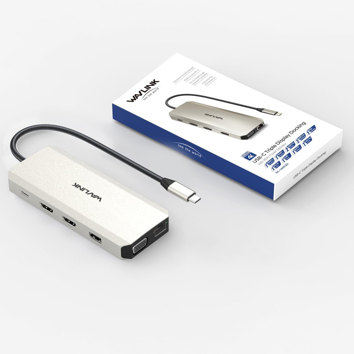 WAVLINK USB C Docking Station Dual Monitor for Dell/HP/Lenovo Laptop