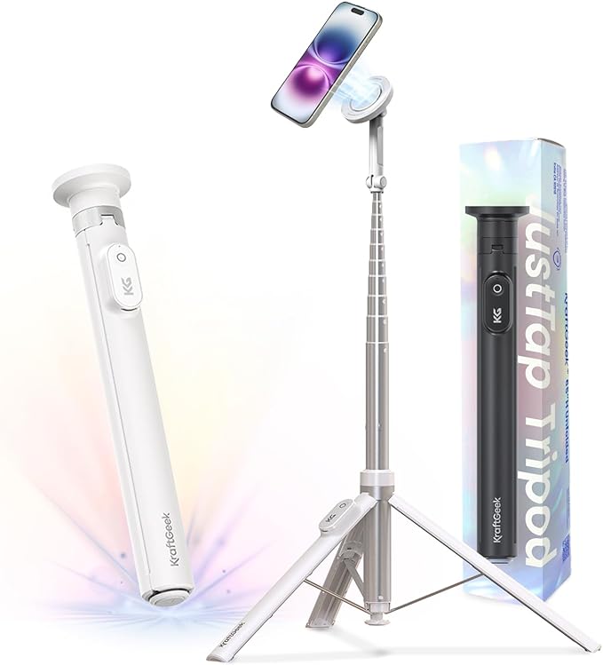 KraftGeek Magnetic Phone Tripod for iPhone, JustTap Tripod for MagSafe