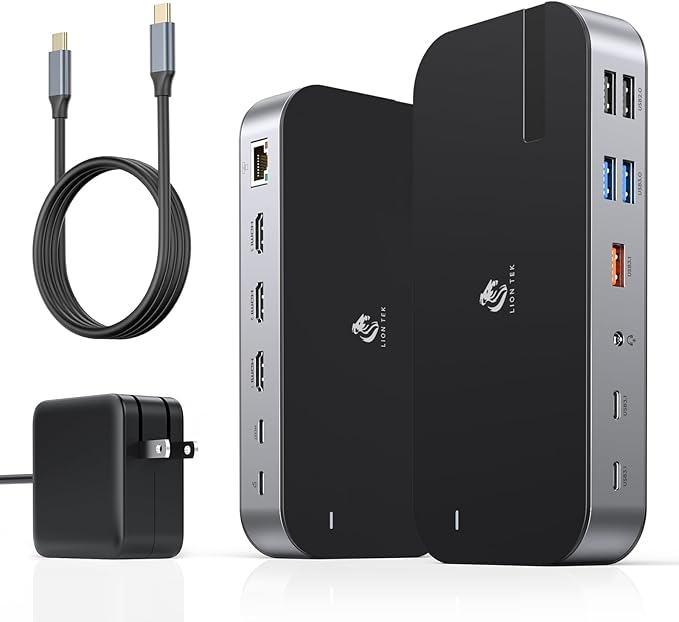 LIONWEI Laptop Docking Station,16 in 1 USB C Docking Station Triple Monitor