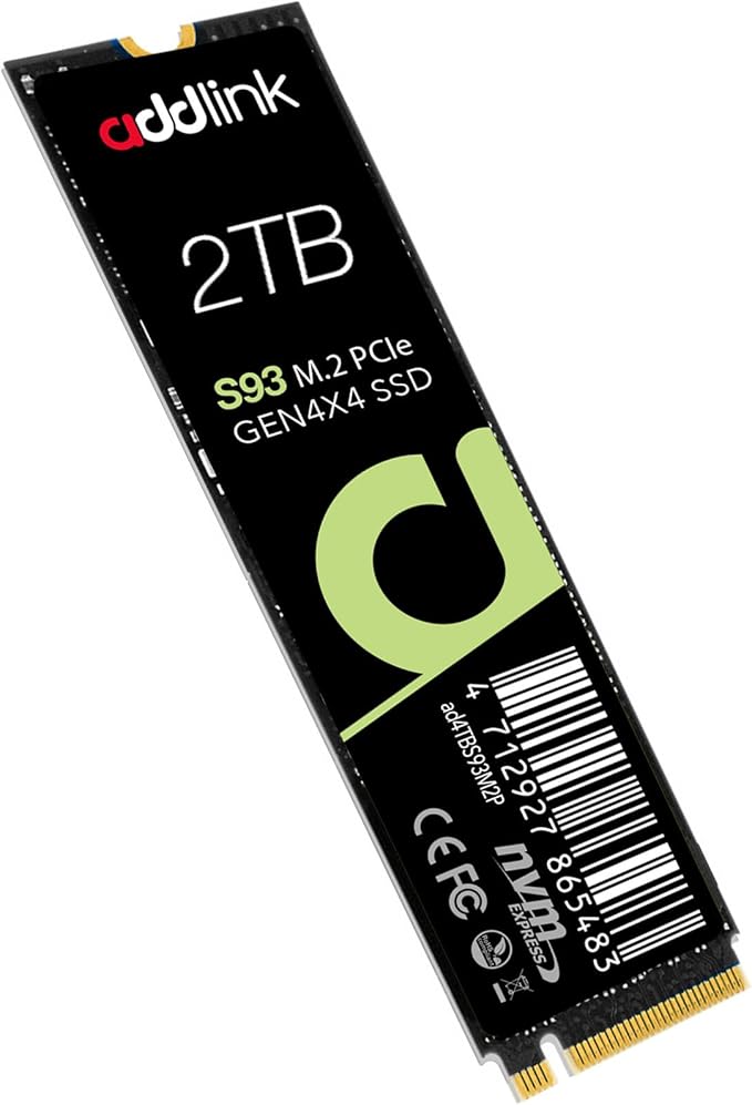 Addlink A93 2TB Storage Expansion for PS5 Console with Heatsink, Up to 7400mb/s, Gen 4 PCIe NVMe m.2 2280, SLC Cache Internal Solid State Drive(ad2TBA93M2P)