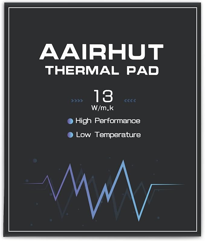Aairhut Thermal Pad 13W/mK, 120x120x3mm Silicone Cooling Pad Non Conductive Heat Resistance Soft Sticky Cover with Dual Self-Adhesive Films for PC Laptop Game Console/PS5/Heatsink/GPU/Computer