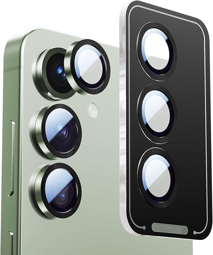 X-it Camera Lens Protector for Samsung S25 Plus, 9H Tempered Glass, Independent Metal Aluminum Edge Original Protection Design, Suitable for Phone Case, Anti-scratch, Anti-reflective