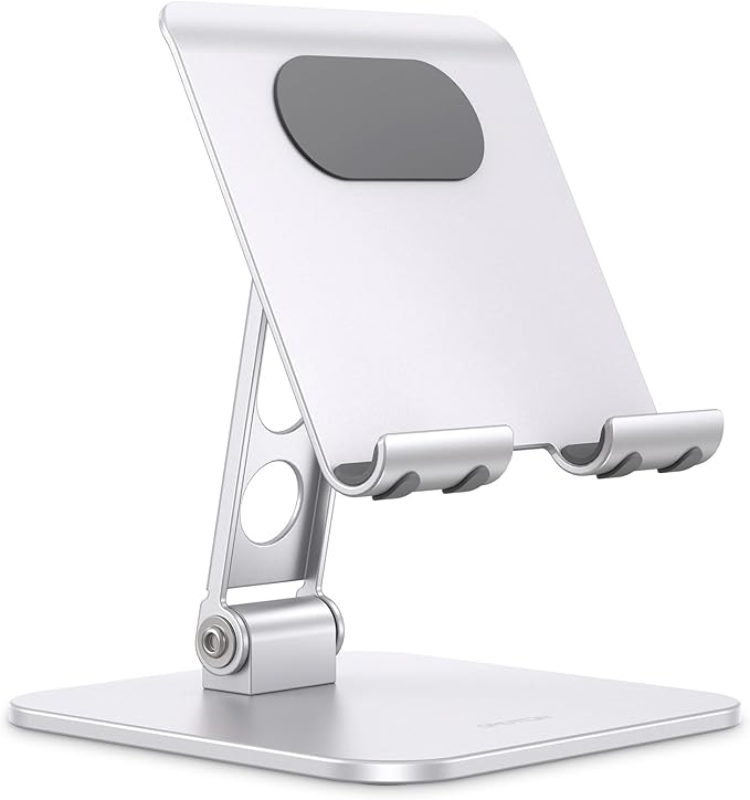 OMOTON Upgraded Adjustable Tablet Stand Holder, Heavy Duty Foldable Portable Monitor Stand, Travel Essentials for iPad Pro/Air/Mini, Surface Pro, 4.7''-15.6'
