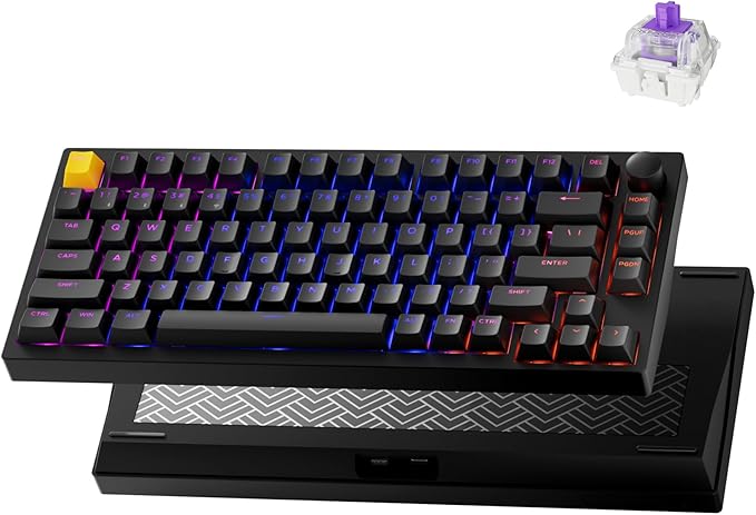 LEMOKEY P1 HE 75% Wireless Custom Mechanical Gaming Keyboard with Gateron Double-Rail Magnetic Switches Knob Version, QMK 2.4 GHz Bluetooth 5.2 RGB Backlight Compatible with Mac Windows Linux - White