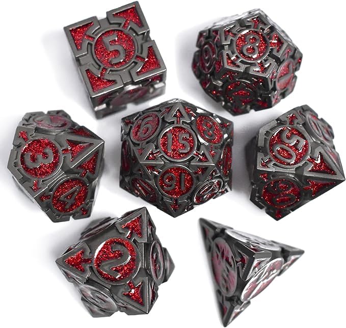 Metal DND Dice Set - High Artistic Making Dungeons and Dragons Dice, Large Weighted Metallic D&D Dice Sets - Polyhedral Role Playing Dice for MTG RPG, Silver Purple D and D Dice with DND Gift Box