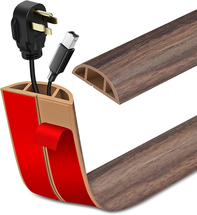 LSGCQ Floor Cord Cover Self Adhesive Cord Hider Floor Cable Management — 1.57" x 3.3'