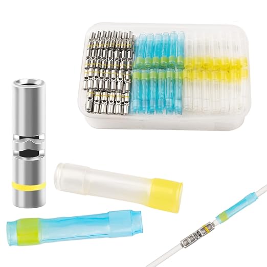 JRready 50Sets D-436 Series Heat Shrink Butt Splice Connector 20-16 AWG(D-436-37 M81824/1-2 Equivalent) IP68 Waterproof Blue Environmental Butt Splice with PVDF/PE Tubes ST6385-16-50 Wire Connectors