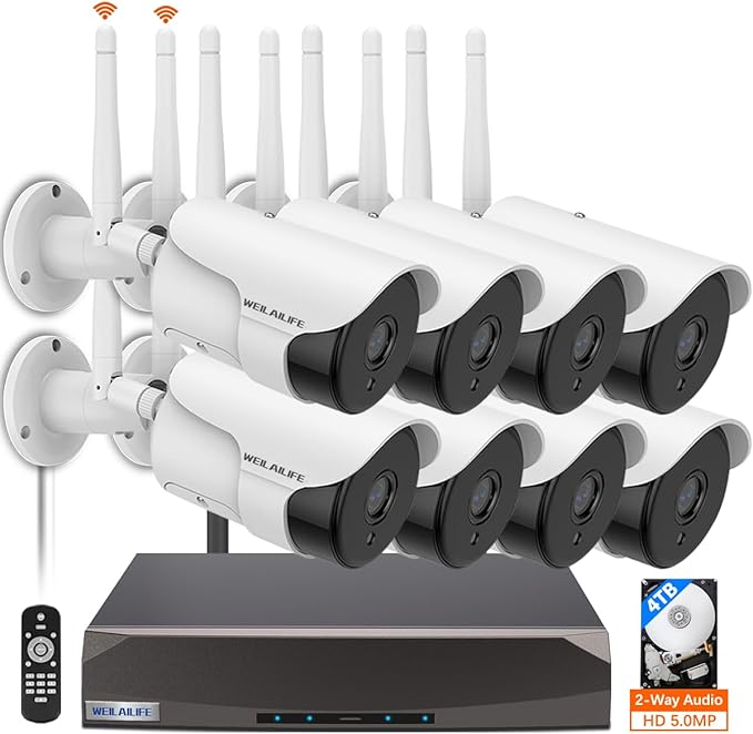 【Dual Antenna Enhanced】5MP Outdoor Wireless Security Camera System