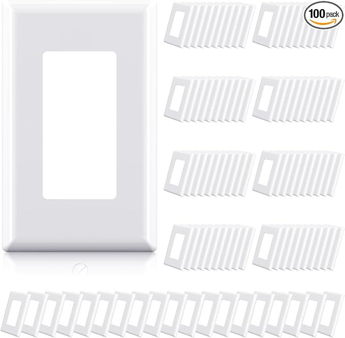 ELEGRP 1-Gang Screwless Decorative Wall Plates, Standard Size Unbreakable Thermoplastic Faceplate Cover for Decorator Receptacle Outlet Switch