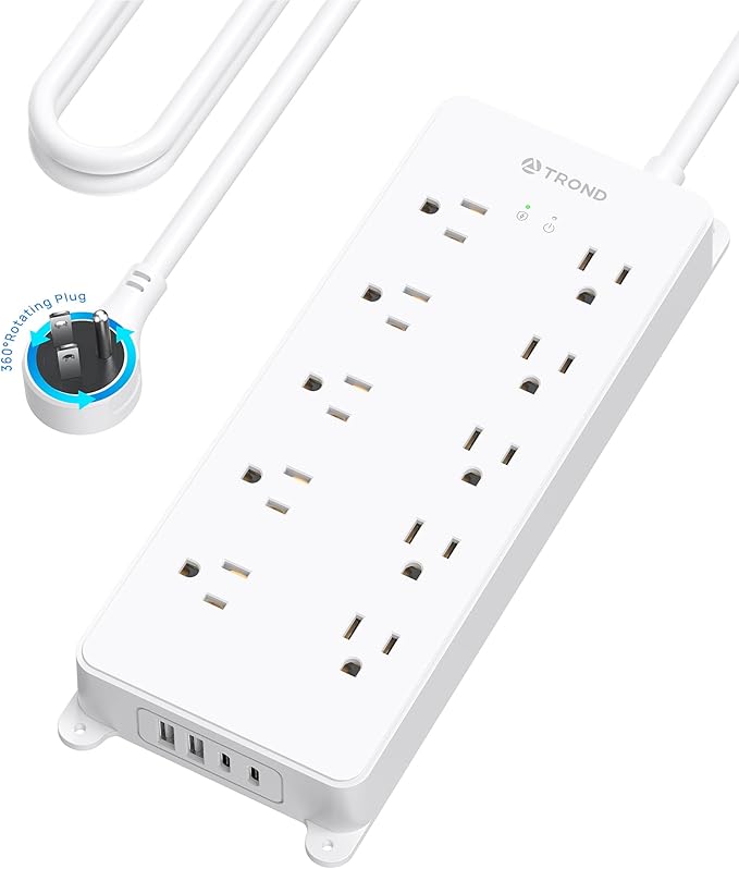 TROND Surge Protector Power Strip 10ft, 4000J, ETL Listed