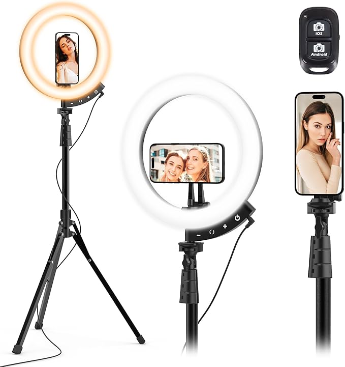UBeesize 12'' LED RGB Ring Light with 62'' Tripod Stand, Selfie Ring Light for Video Recording, Live Streaming, TikTok & YouTube, Compatible with iPhone & Android