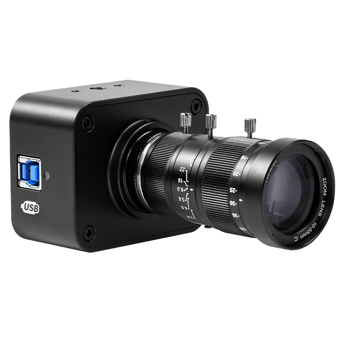 MOKOSE USB Camera 4K, USB3.0 Manual Focus Webcam with C-Mount 10-55mm Telephoto Zoom Lens, IMX678 1/1.8" 8MP Sensor Support YUY2,Web Camera for Desktop Computer Laptop