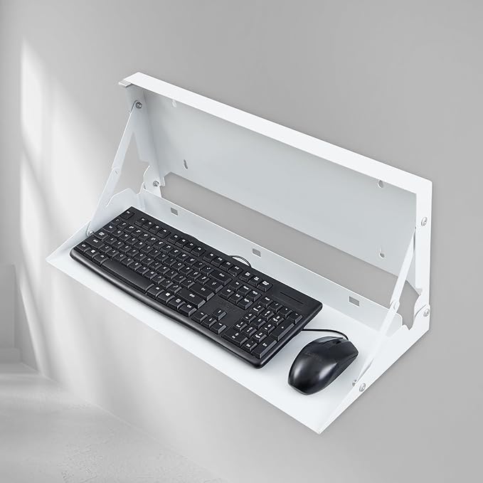 Otoolling 2 Pcs 24 Inch Keyboard Wall Mount Foldable Fits Standard Computer Keyboard Mouse Stand Tray Organizer for Small Offices Apartments, Easy Installation with 4 Screws (Black)