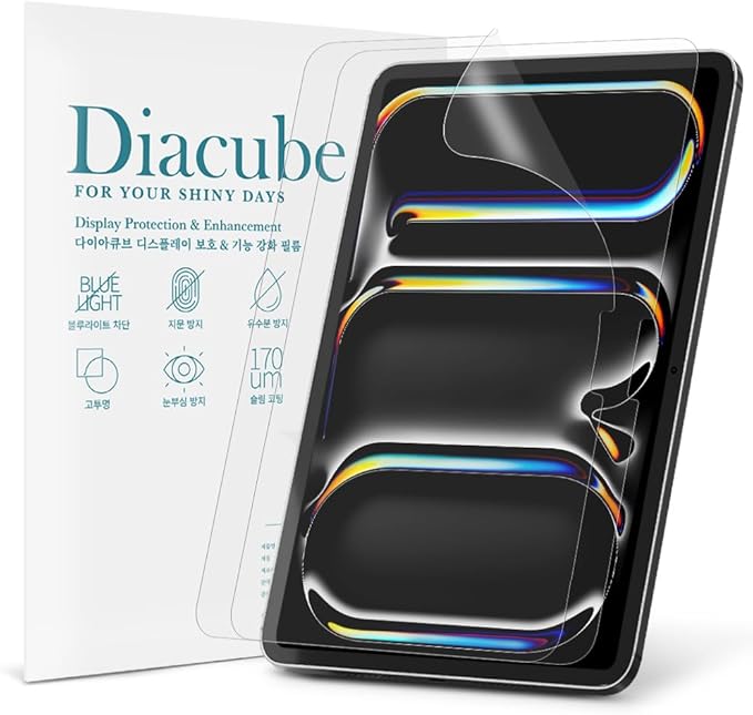 Diacube 2-Pack Anti Glare Screen Protector with Blue Light Filter For iPad Pro 11 inch M5 2025 / M4 2024, Anti-Glare Matte PET Film, Anti-Fingerprint, High Touch Sensitivity, Easy Installation