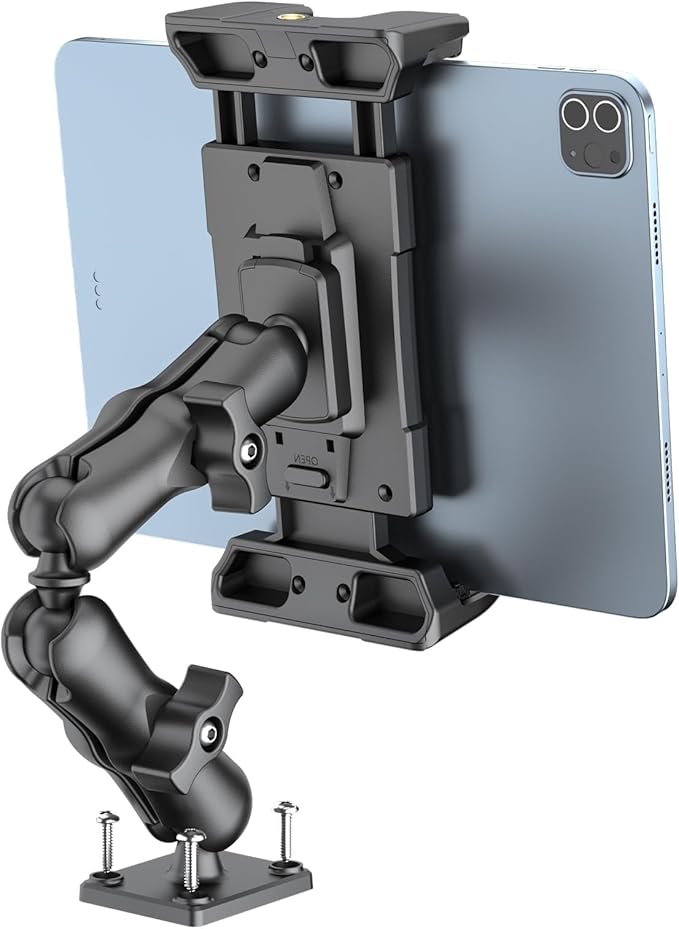 OHLPRO Tablet Mount for Truck - Heavy Duty Drill Base Tablet Holder for Car Dashboard, iPad Holder for All 5"-13" iPad Pro Samsung Galaxy Kindle fire Tablets and Car Wall etc. - 12-inch Arm