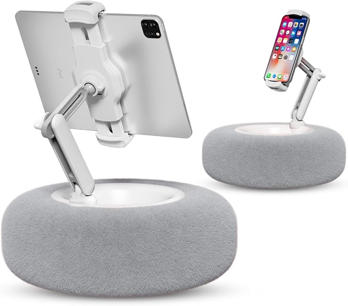 Viozon Tablet Stand Pillow, Compatible with 4.7"-13" Phone/Tablet, iPad, iPhone, Samsung, Google, Kindle, 360°Adjustable Phone Holder for Bed with Soft Plush Fabric, and Detachable Bowl