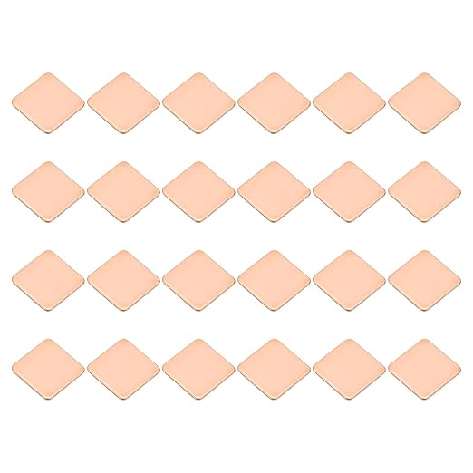 PATIKIL Copper Heatsink Pad Shims, 24 Pcs 15x15x0.1mm Copper Pad Shim IC Chipset GPU CPU Thermal Heatsink for Cooling Laptop Desktop Computer