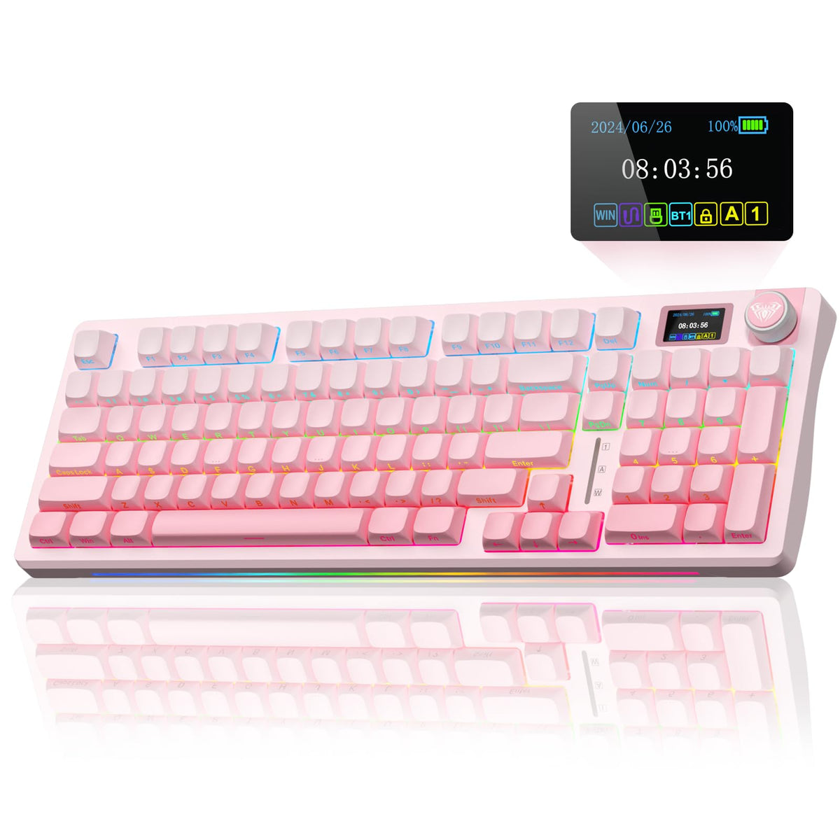 AULA S98 Pro Wireless Mechanical Gaming Keyboard with Screen, Knob, 96 Keys
