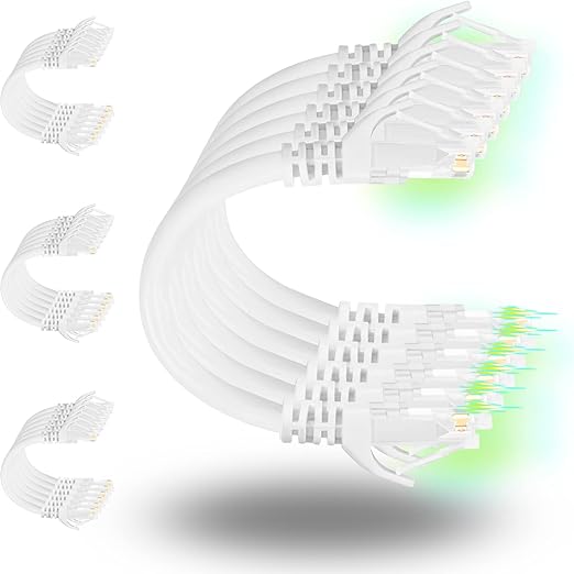 Rapink Patch Cables Cat6 1ft (48 Pack), Ethernet Patch Cable 10G, Cat 6 Patch Cable for Patch Panel to Switch, Flexiable Cat 6 Ethernet Cable with Gold Plated Black