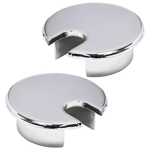 Desk Grommet 1-3/8" (35 mm), 2 Pcs Brushed Silver Desk Cord Hole Cover