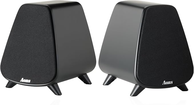 AORS AS31 Active Bookshelf Speakers Bluetooth 5.3, 2-Way Stereo PC Desktop 80W RMS/3-inch Bass/Midrange/RCA and Fiber Optic Inputs, Wooden Compact High-Power Speakers - Matte Skin White