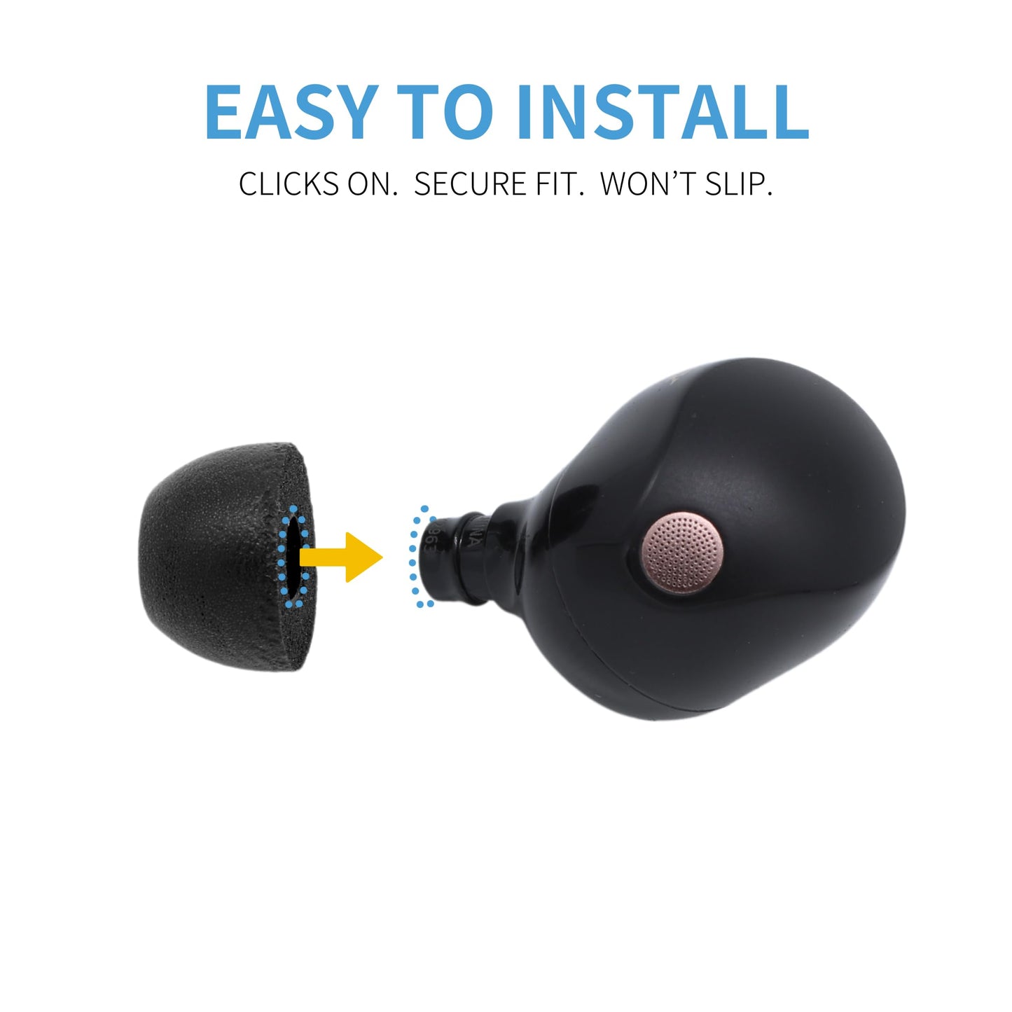 Comply TrueGrip Premium Memory Foam Replacement Ear Tips, Black, Medium