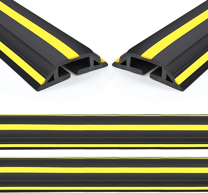 Eapele 6.5ft Cable Protector Cord Cover for Floor, Heavy Duty PVC Duct Easy to Unroll, Prevent Trip Hazard for Home Office or Outdoor Settings