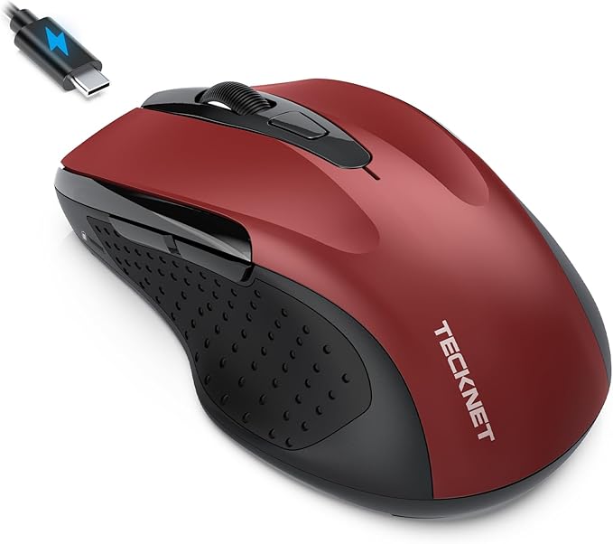 TECKNET Rechargeable Jiggler Wireless Mouse, Dual-Mode Connectivity