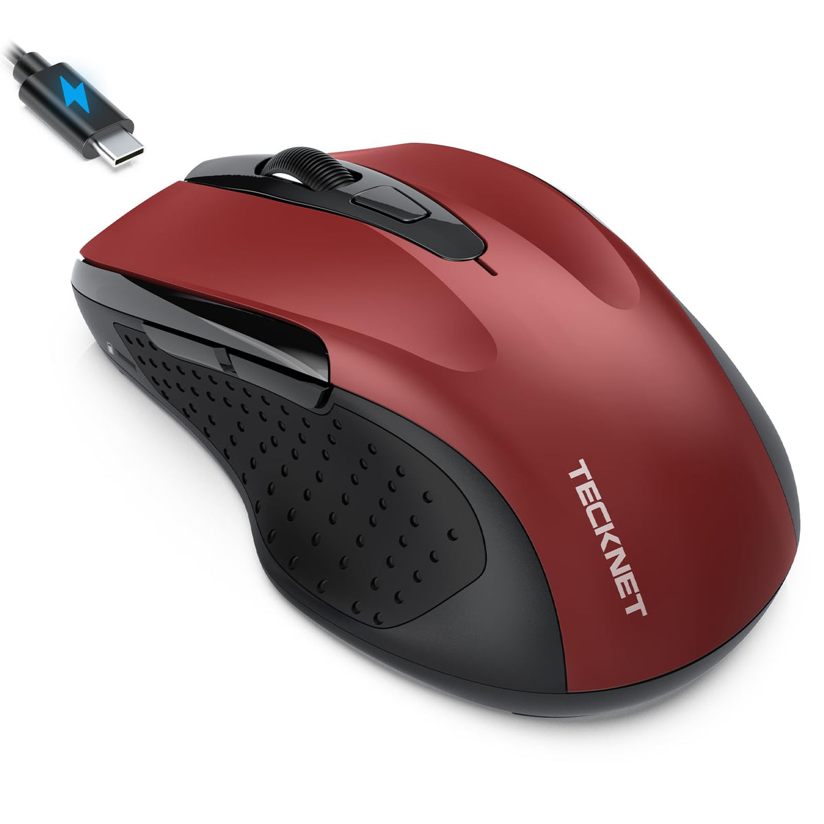 TECKNET Rechargeable Jiggler Wireless Mouse, Dual-Mode Connectivity, Black