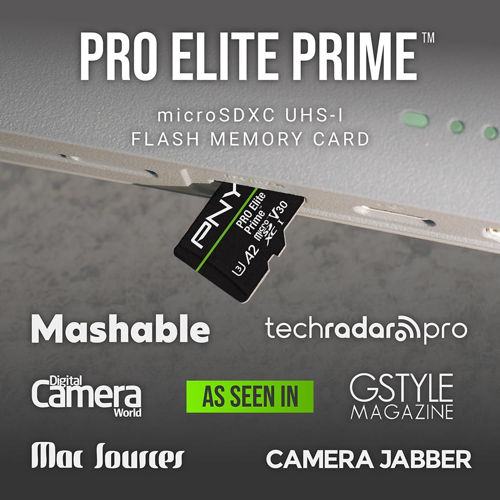 PNY 128GB PRO Elite Prime™ C10 U3 V30 A2 microSDXC Flash Memory Card – Ultra-Fast Speeds, Read 200MB/s, Write 150MB/s, 4K UHD, Full HD, UHS-I, for Smartphones, Drones, Action Cameras, 2-Pack