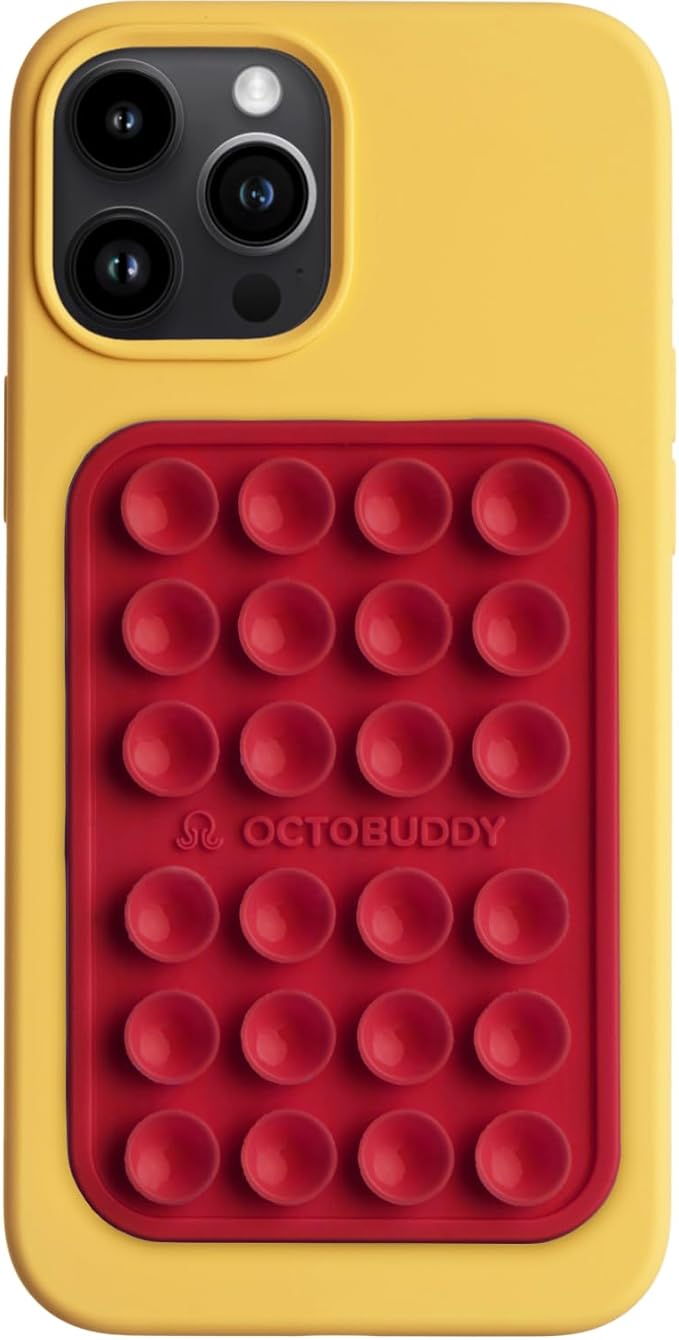 OCTOBUDDY Classic - Silicone Suction Phone Case Adhesive Mount - Hands-Free, Strong Grip Holder for Selfies & Videos - iPhone & Android Compatible - 2.25″ x 3.25″