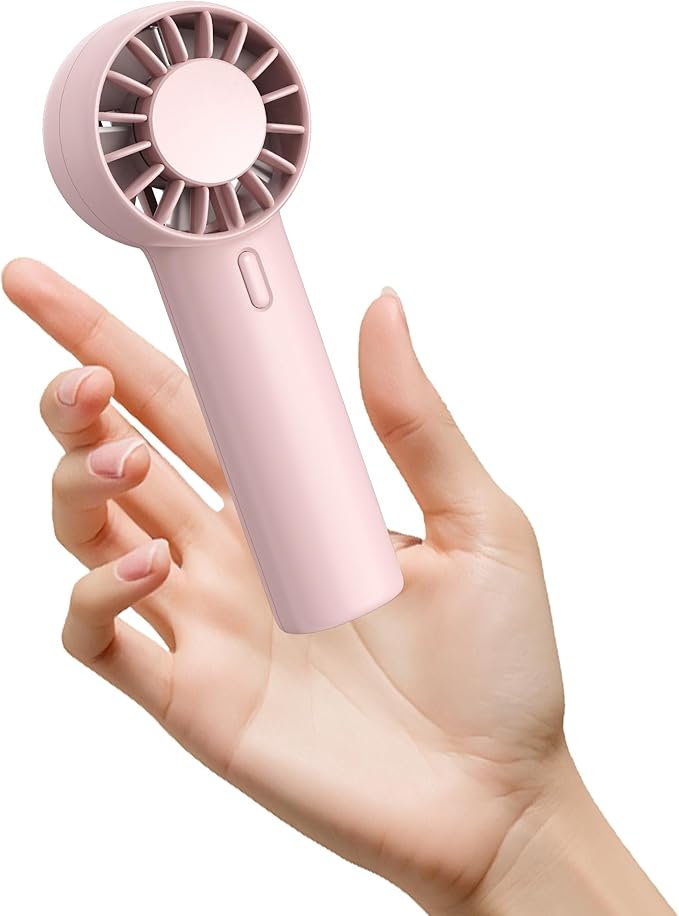 Mizong Mini Fan Portable Handheld Fan, USB Rechargeable Personal Fan with Base, 10H Long Lasting Battery Mini Pocket Cooling Fan for Desktop Travel Outdoor Vacation Concert Lash Makeup Use