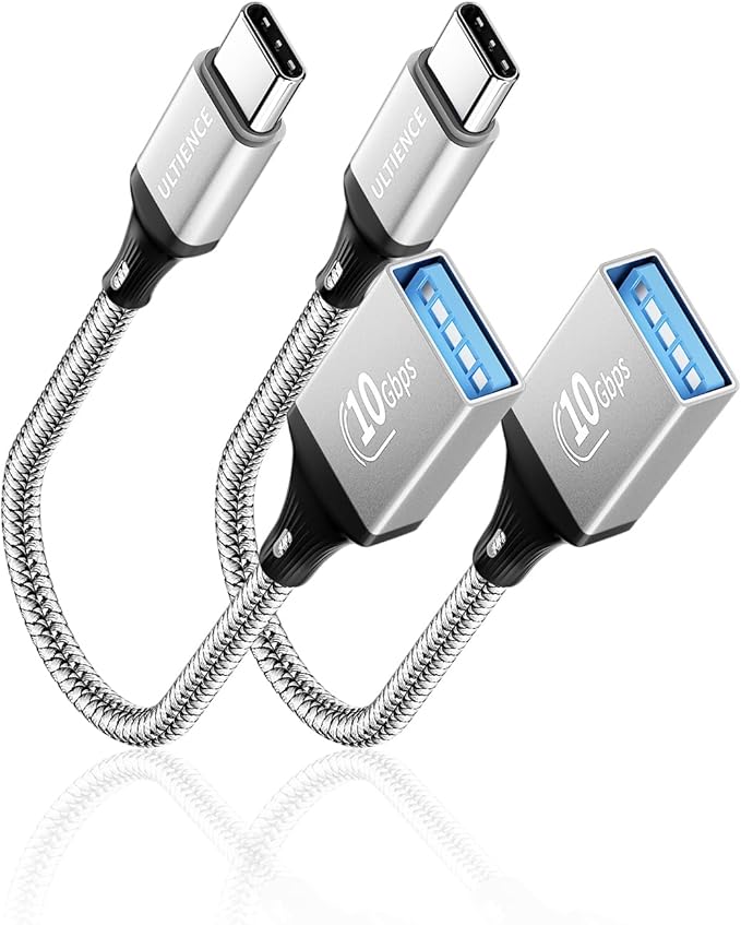 USB C to USB 3.0 Adapter 2 Pack, 10Gbps SuperSpeed - Thunderbolt3 OTG Cable Compatible with MacBook Pro/Air, iPhone 17 16 Pro Max, Samsung S25/S24/S23 (0.59ft