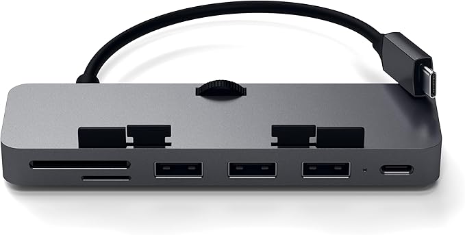 Satechi Clamp Hub USB-C – USB-C Data Port, USB-A 3.0 Data Ports, Micro/SD Card Reader – for Apple Studio Display and 24-inch iMac M1 2021. Not Compatible with 2020 and Earlier iMac Models (Blue)