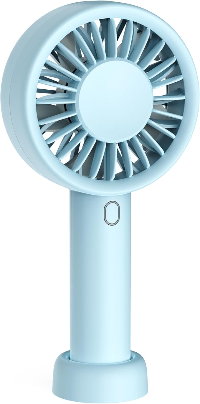 Mizong Mini Fan Portable Handheld Fan, USB Rechargeable Personal Fan with Base, 10H Long Lasting Battery Mini Pocket Cooling Fan for Desktop Travel Outdoor Vacation Concert Lash Makeup Use
