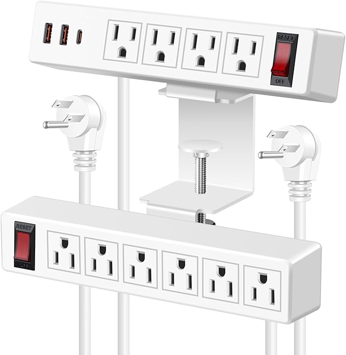 VILONG Desk Clamp Dual Layer Power Strip, 20W USB-C, 700J Surge Protector