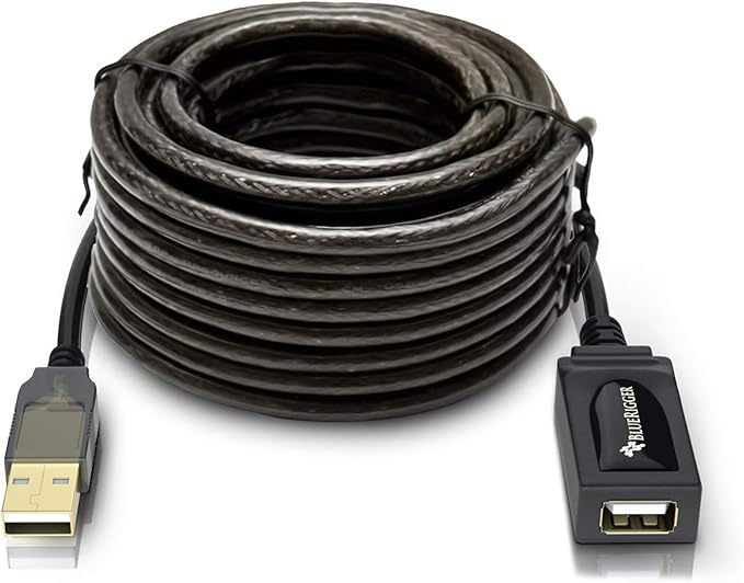 BlueRigger Active USB 3.0 Extension Cable 25FT (5 Gbps USB Extender Cord) - Long USB Extension Cable for Webcam, VR Headset, Printer, Hard Drive, Keyboard, Mouse
