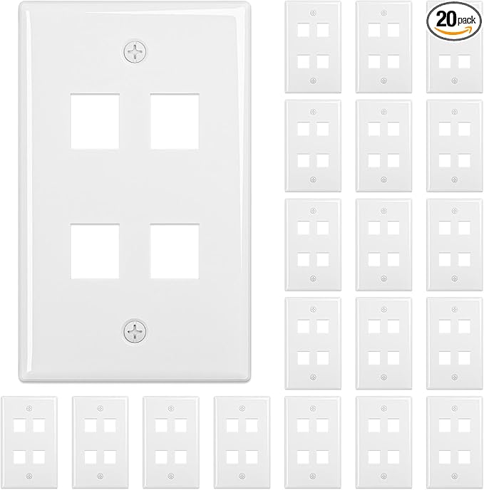 FGB 1-Port Keystone Wall Plate, for Keystone Jacks, White