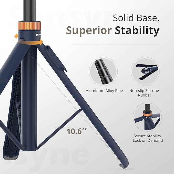 Sensyne 72" Phone Tripod, Extendable Selfie Stick with Detachable Phone Holder Compatible with All Cell Phones/Camera Blue