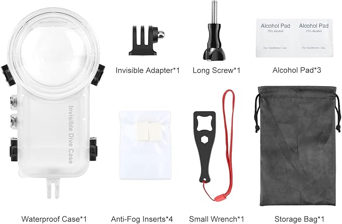 PULUZ 50m/164ft Invisible Dive Case for Insta360 X4 Underwater Waterproof Diving Housing Cover Protective PC Sealed Shell Photography Housings with Bracket Action Camera Accessories