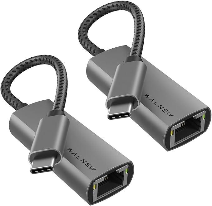 USB-C to Ethernet Adapter, WALNEW USBC to RJ45 Lan Adapter, Gigabit Cat Network Cable Converter to Type C Thunderbolt 3 for Mac,MacBook Pro/Air,iPad 10th,Dell XPS,Chromebook,Surface,Samsung Galaxy Tab